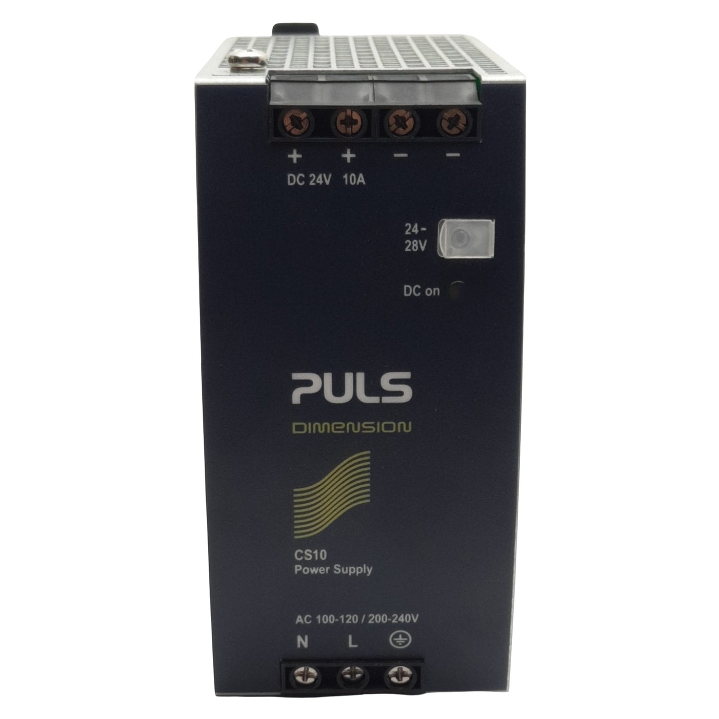 Used Puls CS10.241 Power Supply, 120/240VAC In, 24-28VDC 8.6-10A 240W Out, DIN Rail