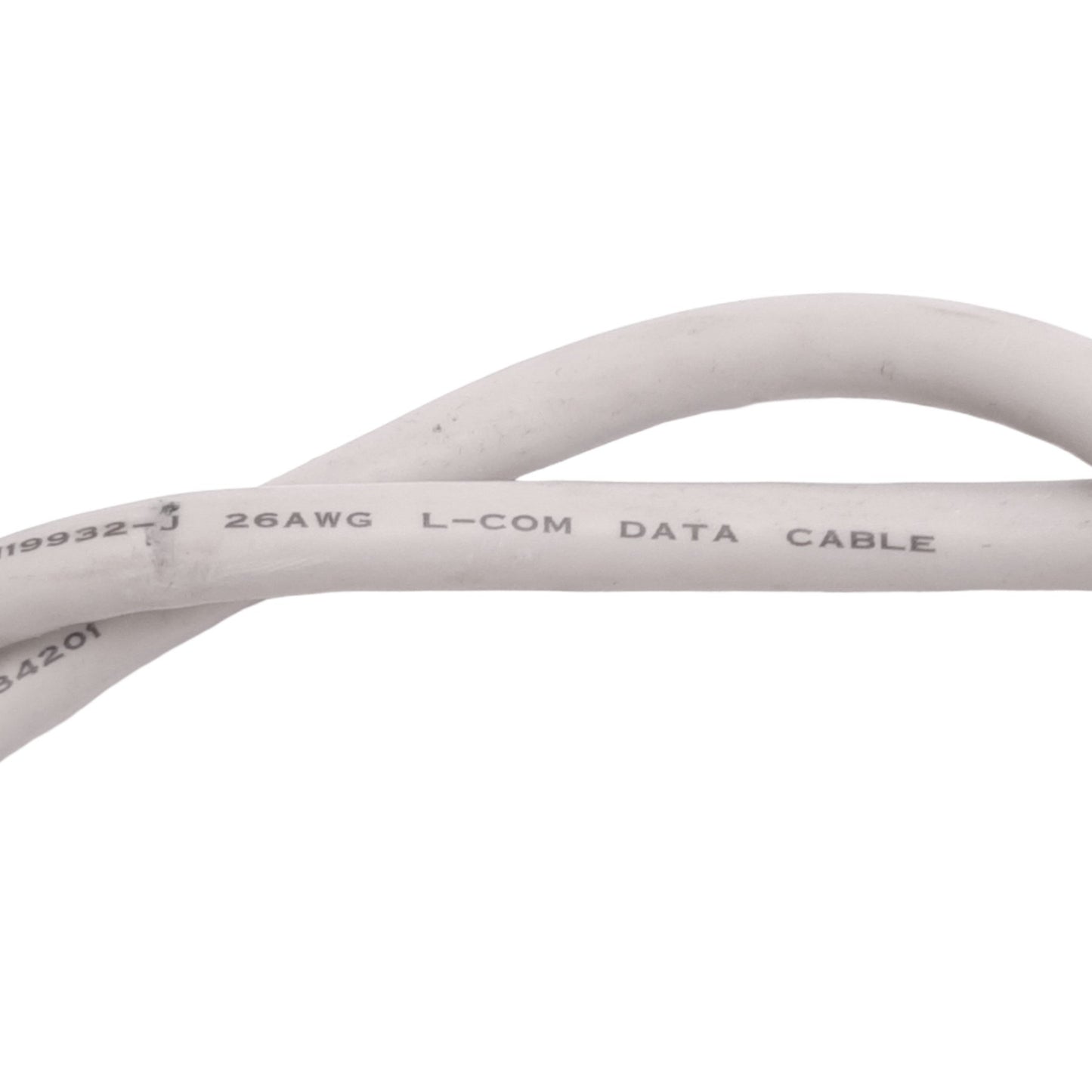 Used L-COM Data Cable, 25-Pin D-Sub Male to Female, 4ft Length, 26AWG, 300V AC/DC Max
