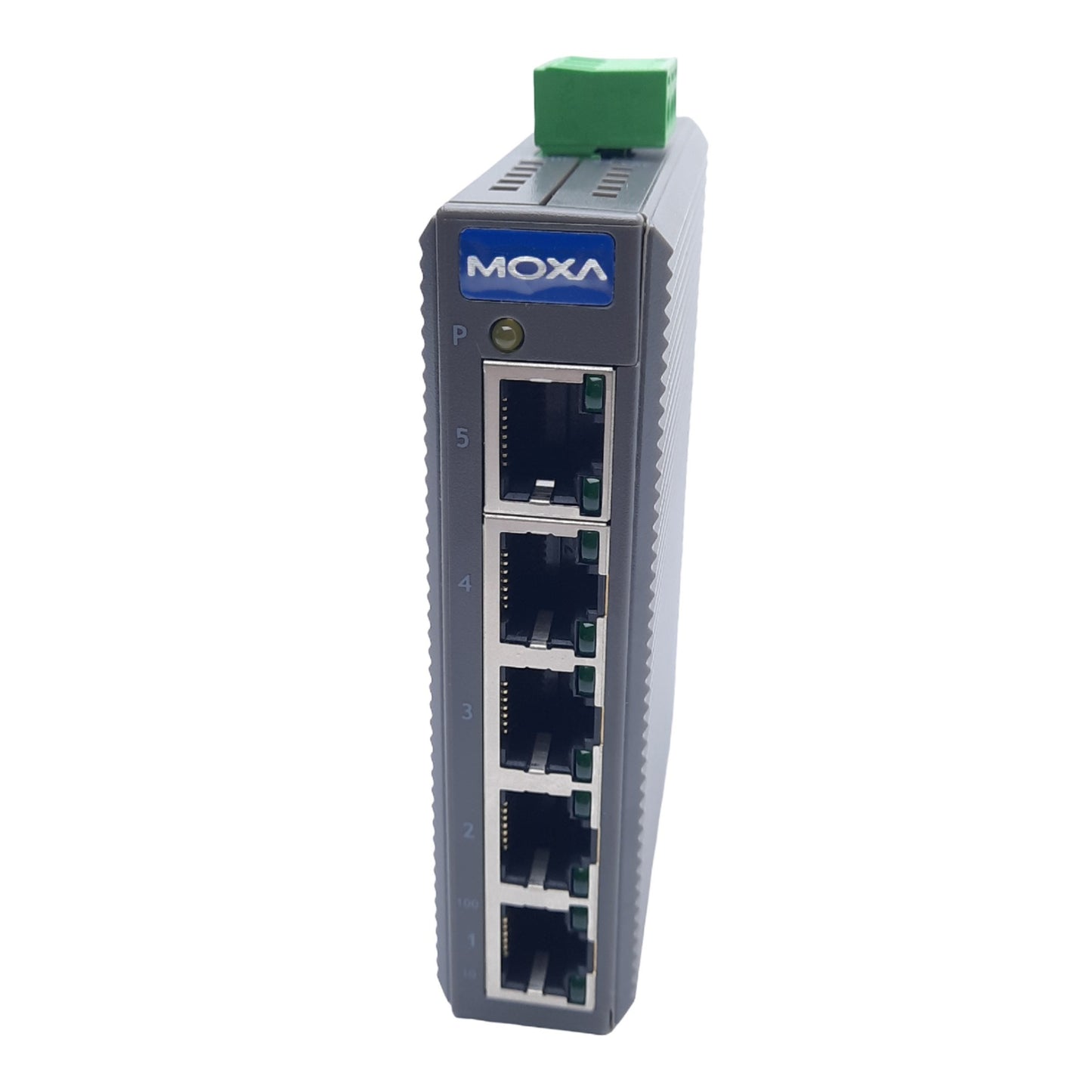 Used Moxa EDS-205 Ethernet Switch, 5-Port RJ45, 12-48VDC/18-30VAC, DIN Rail