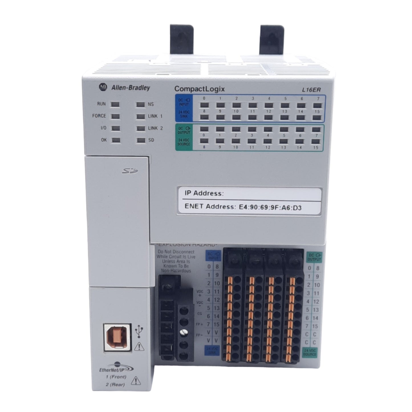 Used Allen Bradley 1769-L16ER-BB1B CompactLogix 5370 Controller, 32-Channel, 24VDC