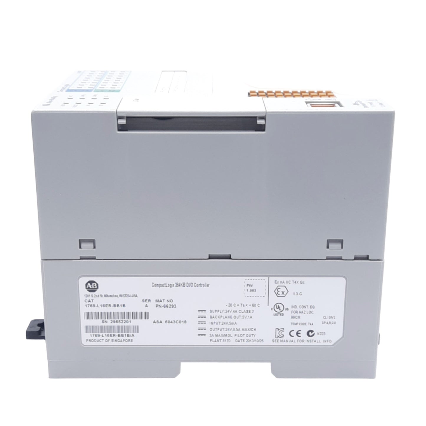 Used Allen Bradley 1769-L16ER-BB1B CompactLogix 5370 Controller, 32-Channel, 24VDC