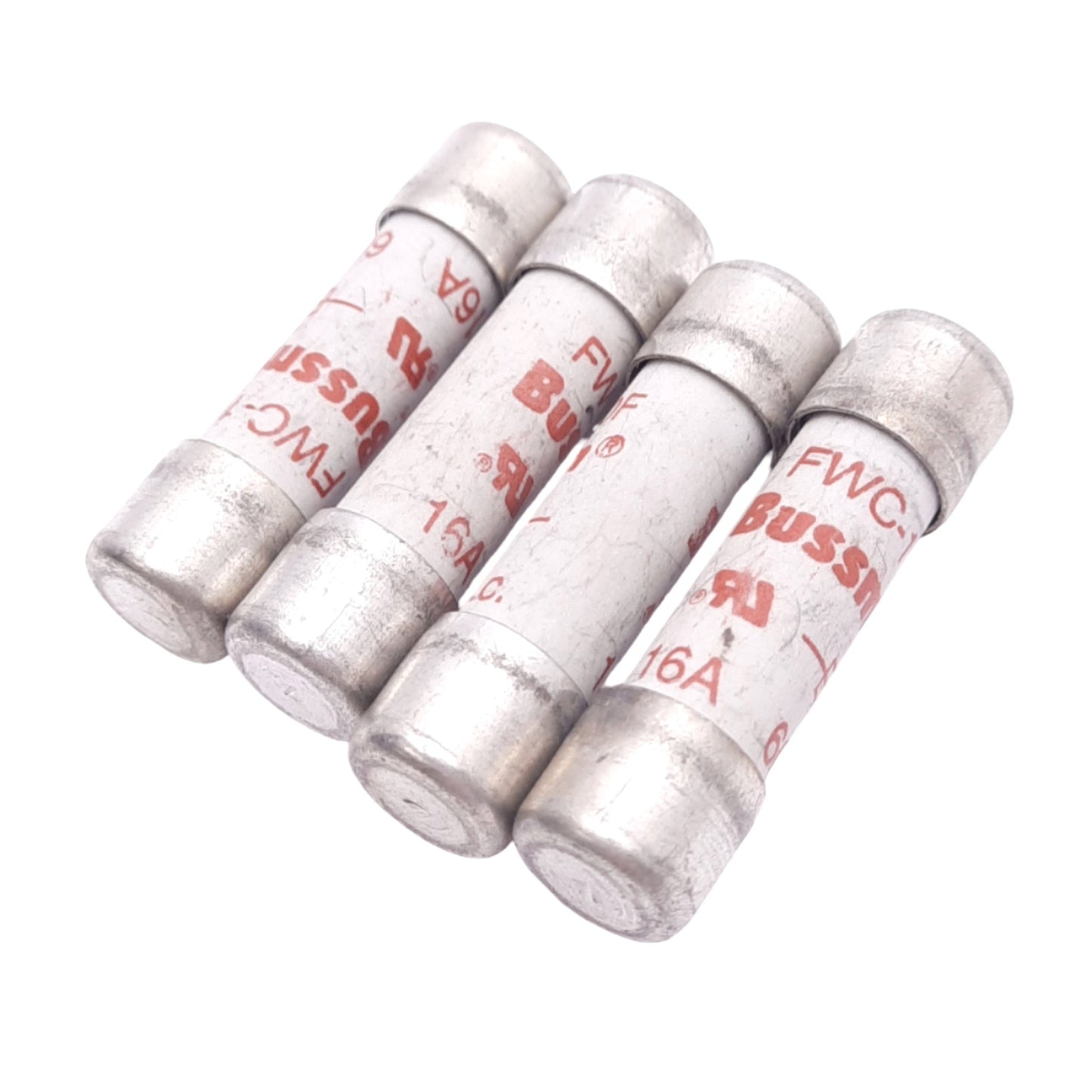 Used Lot of 4 Eaton Bussmann FWC-16A10F Fast Midget Fuses, 16A, 600VAC, Class aR