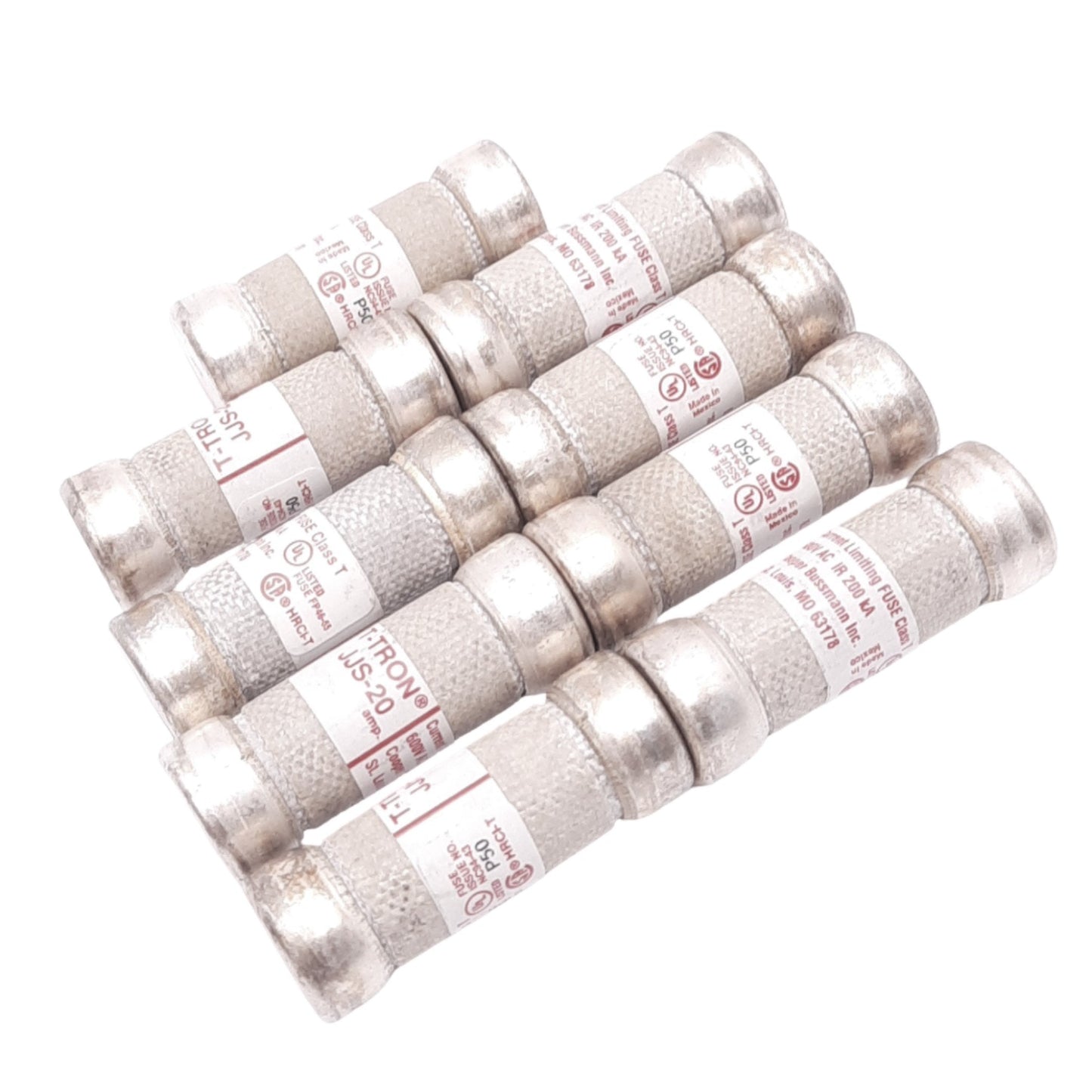 Used Lot of 9 Eaton Bussmann JJS-20 Fast Acting Fuses, 20A, 600VAC, Class T
