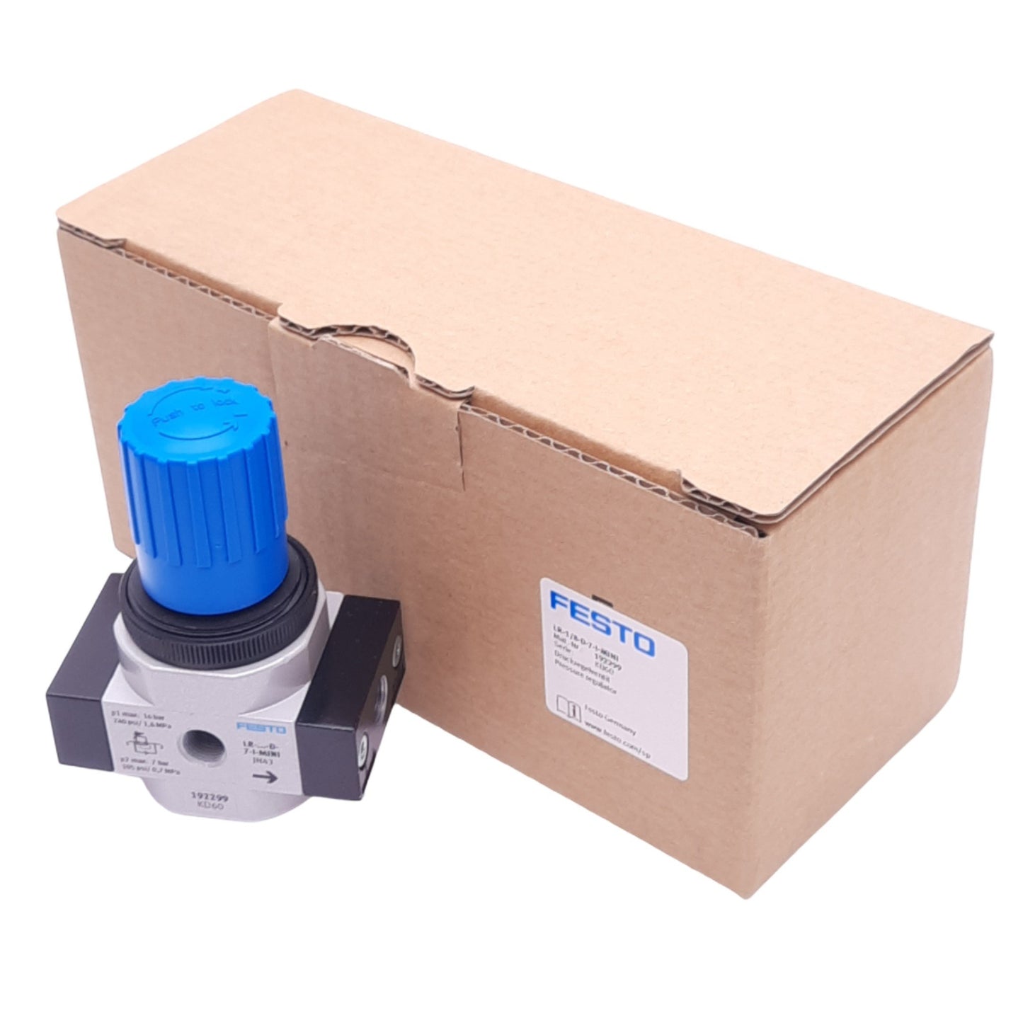 New Festo LR-1/8-D-7-I-MINI Pressure Regulator, G1/8, 0.5-7bar Set, 16bar Max