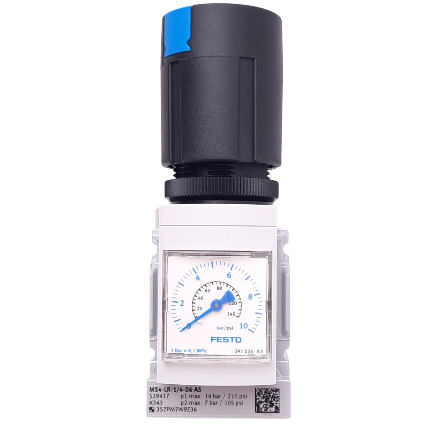New Festo MS4-LR-1/4-D6-AS Pressure Regulator, G1/4, 0.3-7bar Set, 14bar Max