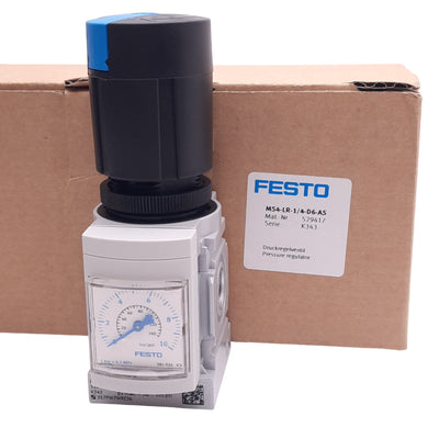 New Festo MS4-LR-1/4-D6-AS Pressure Regulator, G1/4, 0.3-7bar Set, 14bar Max