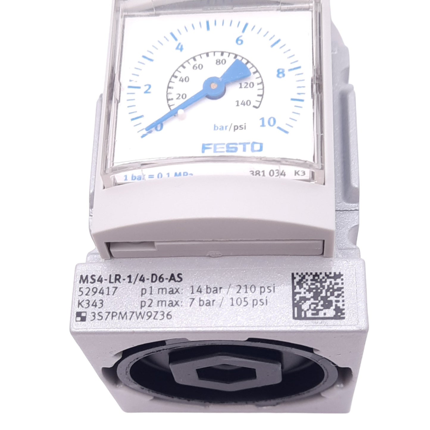 New Festo MS4-LR-1/4-D6-AS Pressure Regulator, G1/4, 0.3-7bar Set, 14bar Max