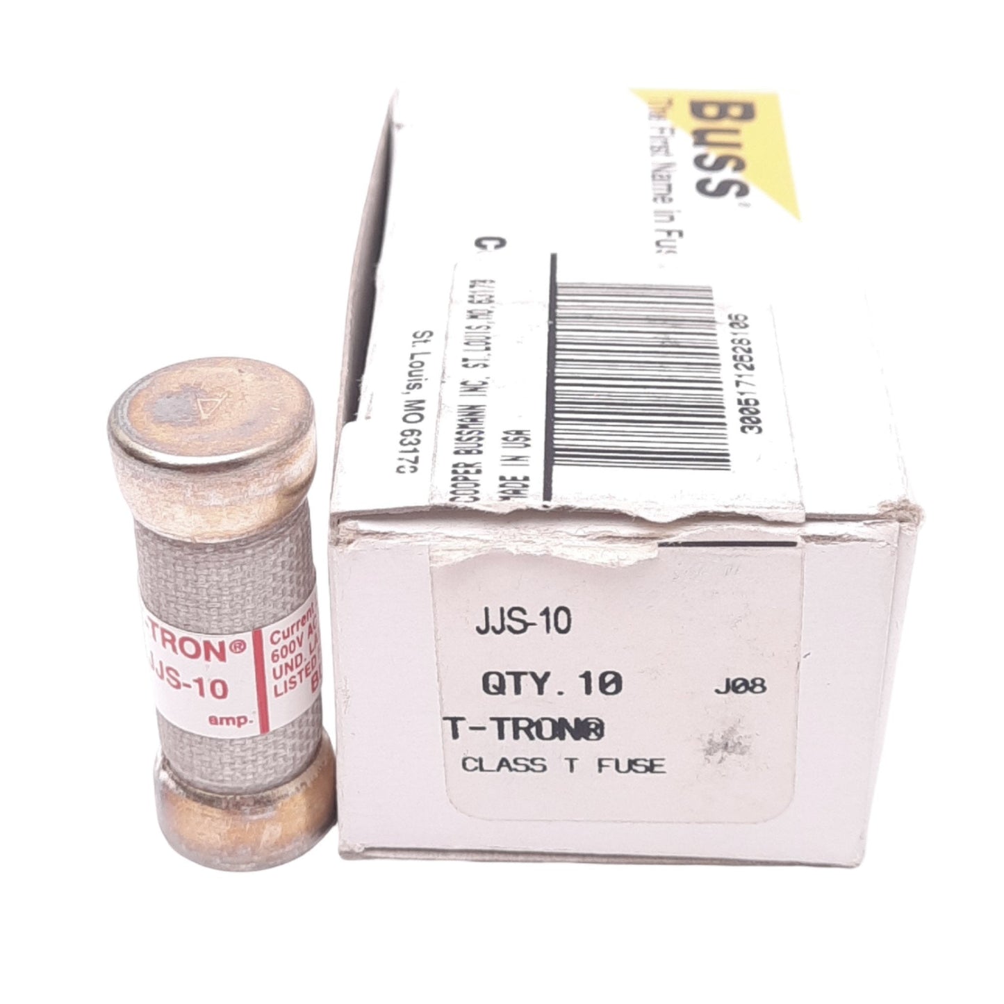 New Lot of 10 Eaton Bussmann JJS-10 Fast Acting Fuses, 10A, 600VAC, Class T