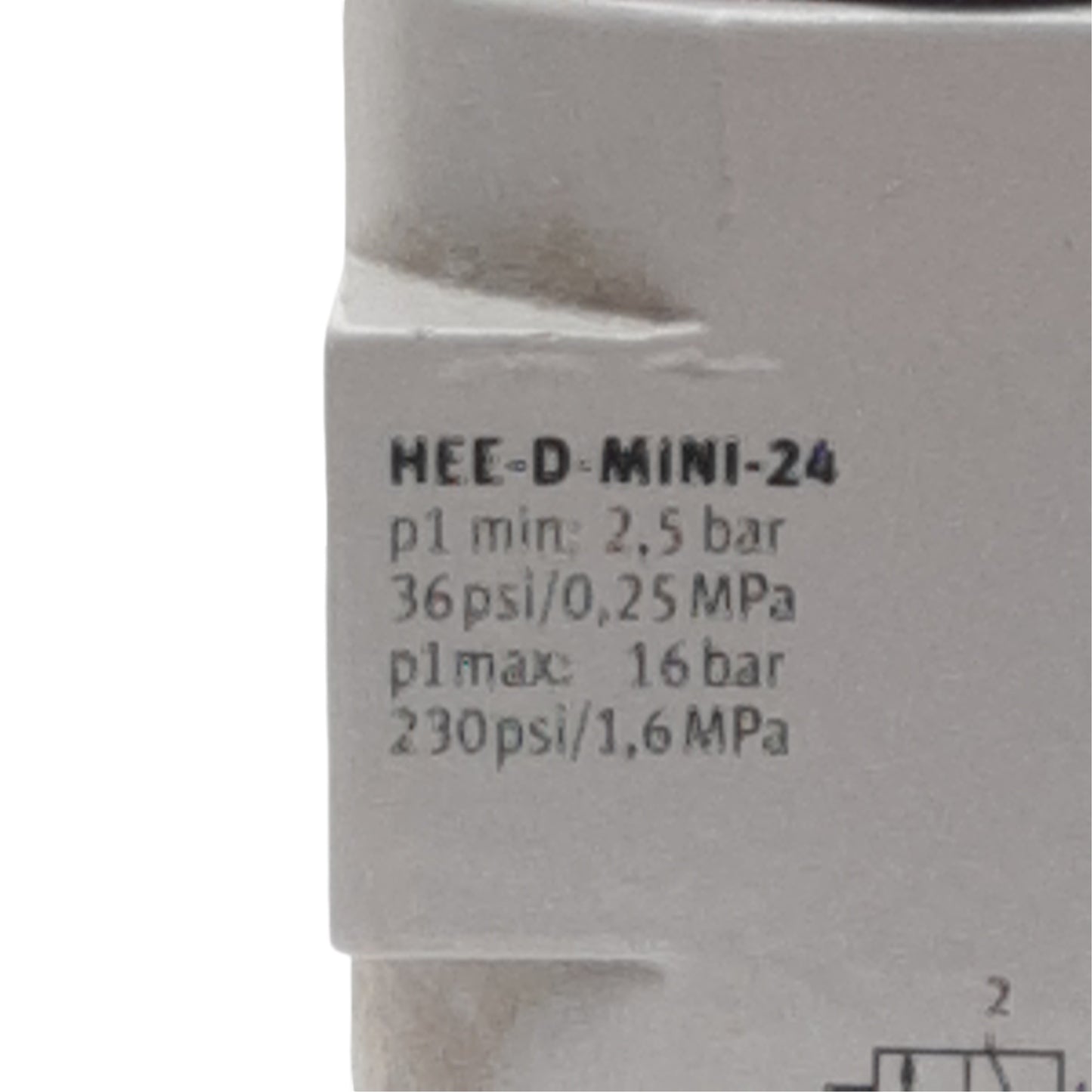 Used Festo HEE-D-MINI-24 On/Off Solenoid Valve 3/2-Way, 2.5-16bar, G1/8in, 24VDC Coil