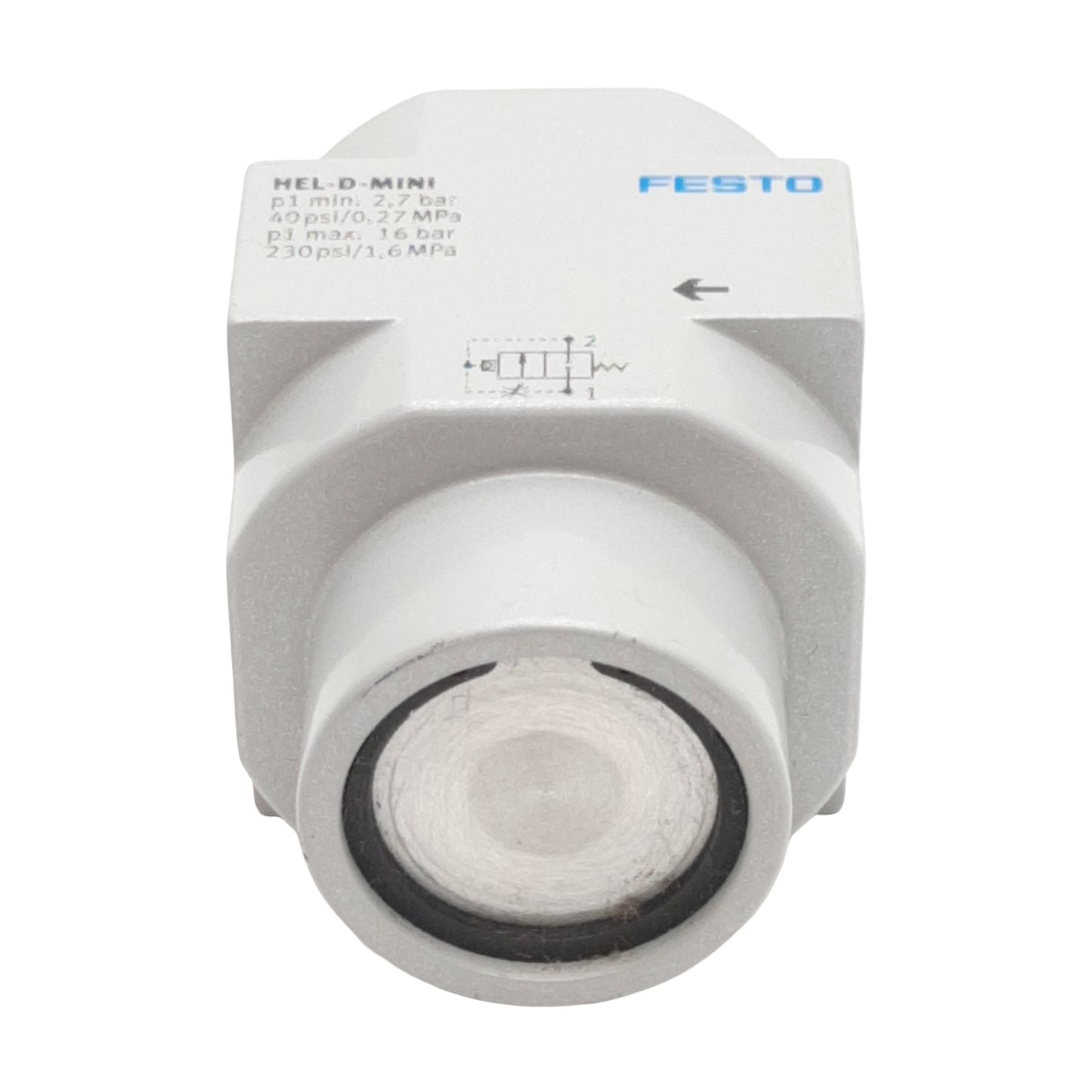 Used Festo HEL-D-MINI On/Off Piston Gate Valve, 2/2-Way Closed/Monostable, 3-16bar