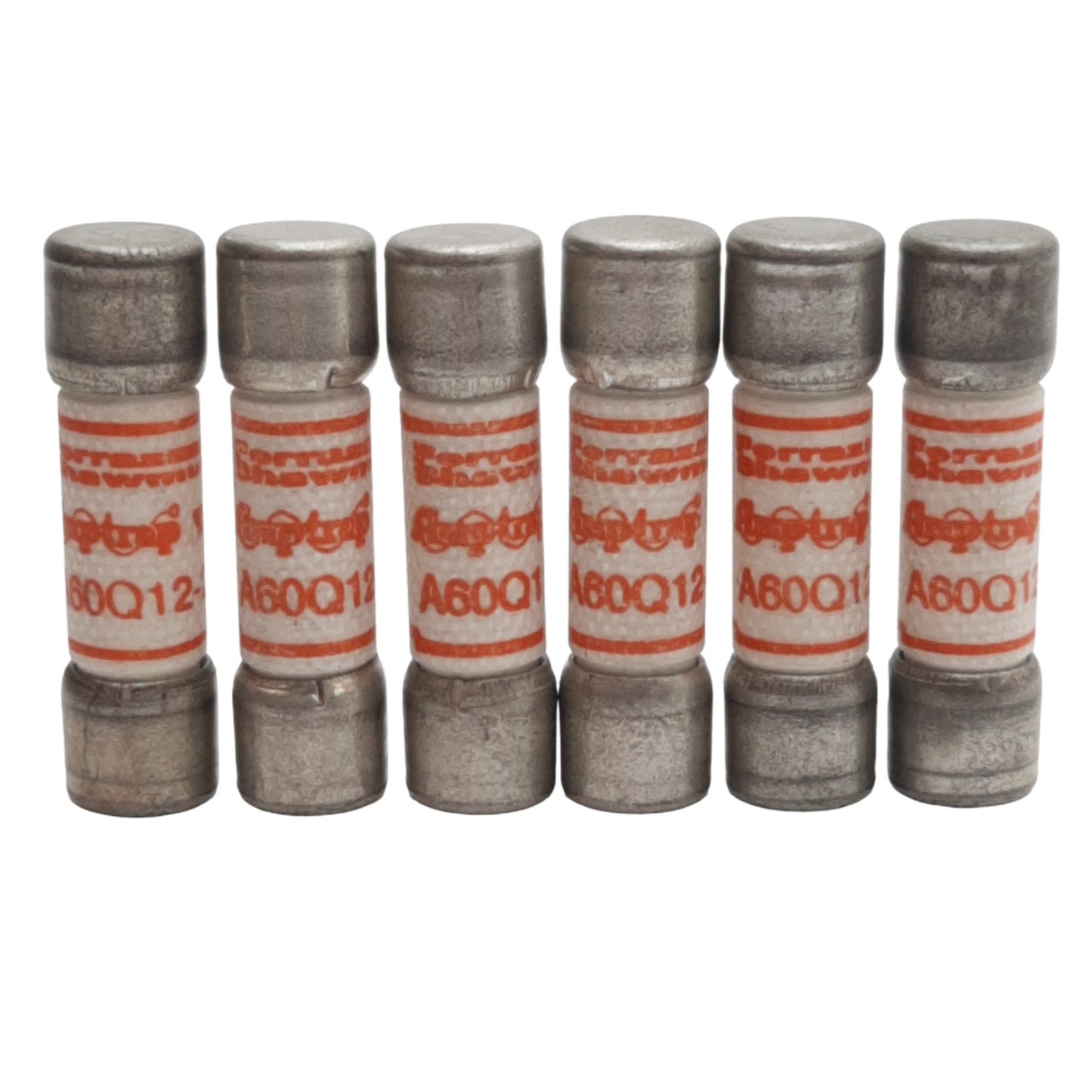 Used Lot of 6 Ferraz Shawmut A60Q12-2 Amp-Trap Fast-Acting Fuses, 12 A 600 VAC