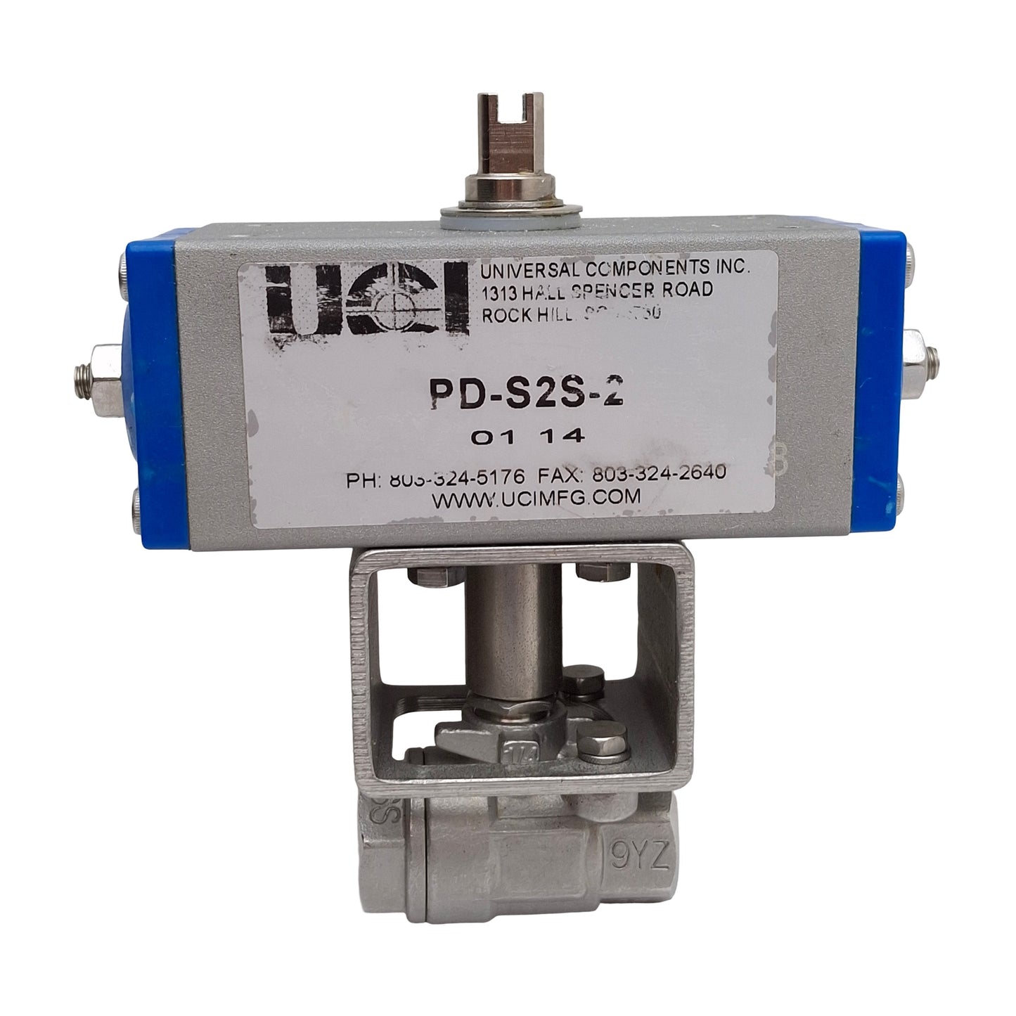 Used UCI PD-S2S-2 Pneumatic Ball Valve Actuator, Double Acting, 80-120PSI, 1/4in NPT