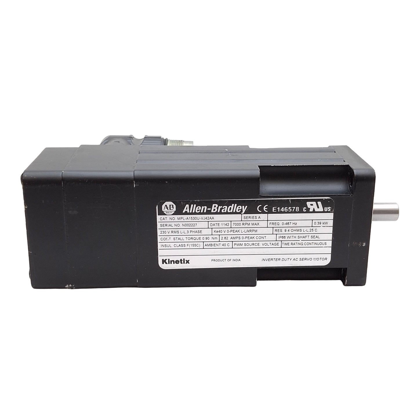 Used Allen Bradley MPL-A1530U-VJ42AA Servo Motor 0.39kW 3Ø 230VAC 7000RPM ø63mm Frame