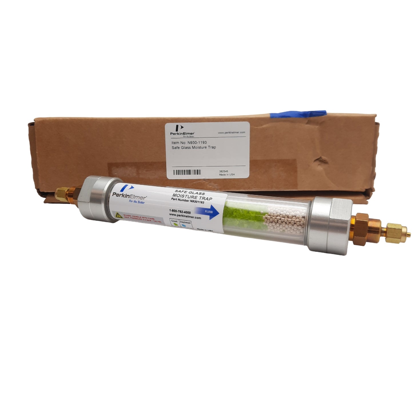 New PerkinElmer N930-1193 Safe Glass Moisture Trap, 1/8 in, 100 psig Max/6.8 Bar