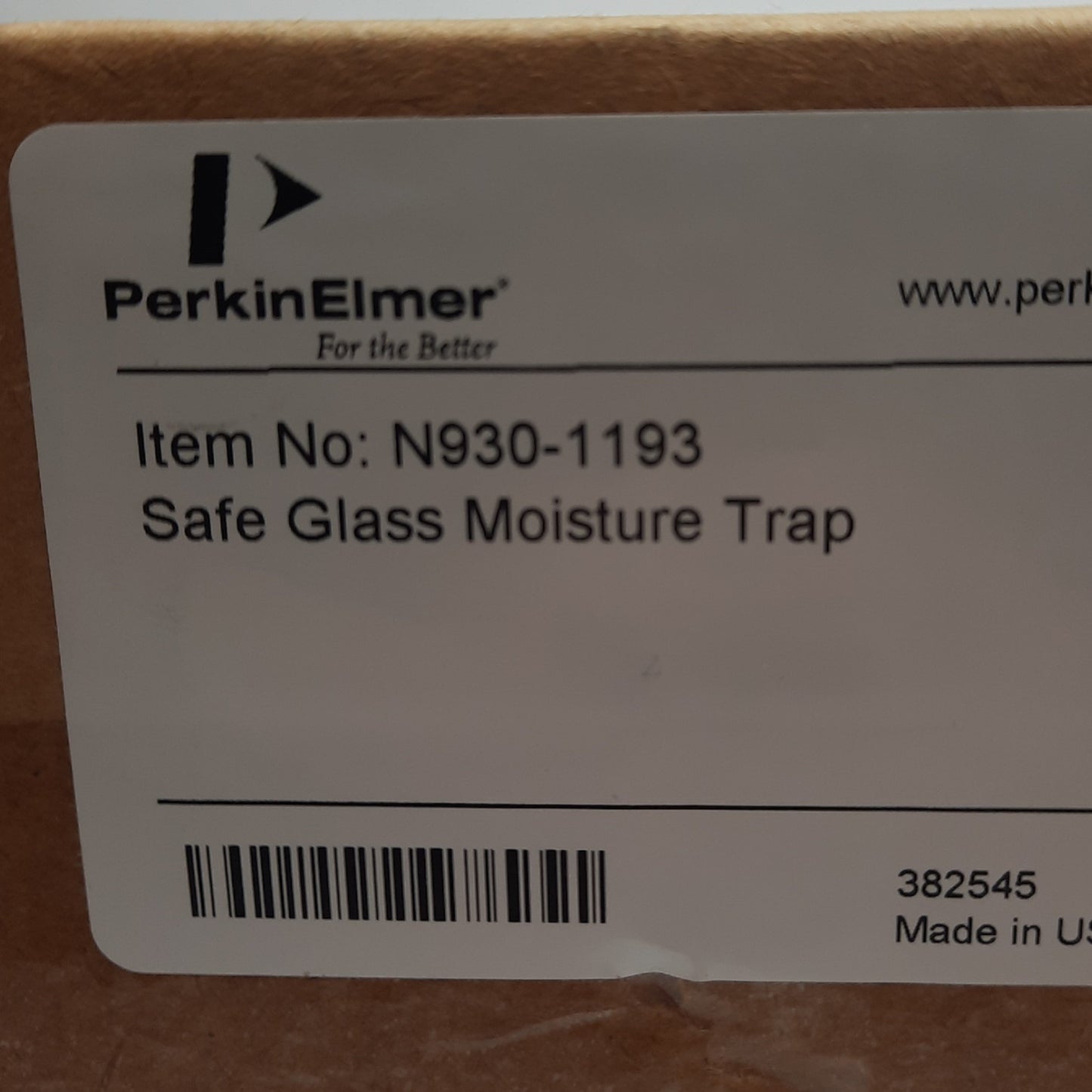 New PerkinElmer N930-1193 Safe Glass Moisture Trap, 1/8 in, 100 psig Max/6.8 Bar