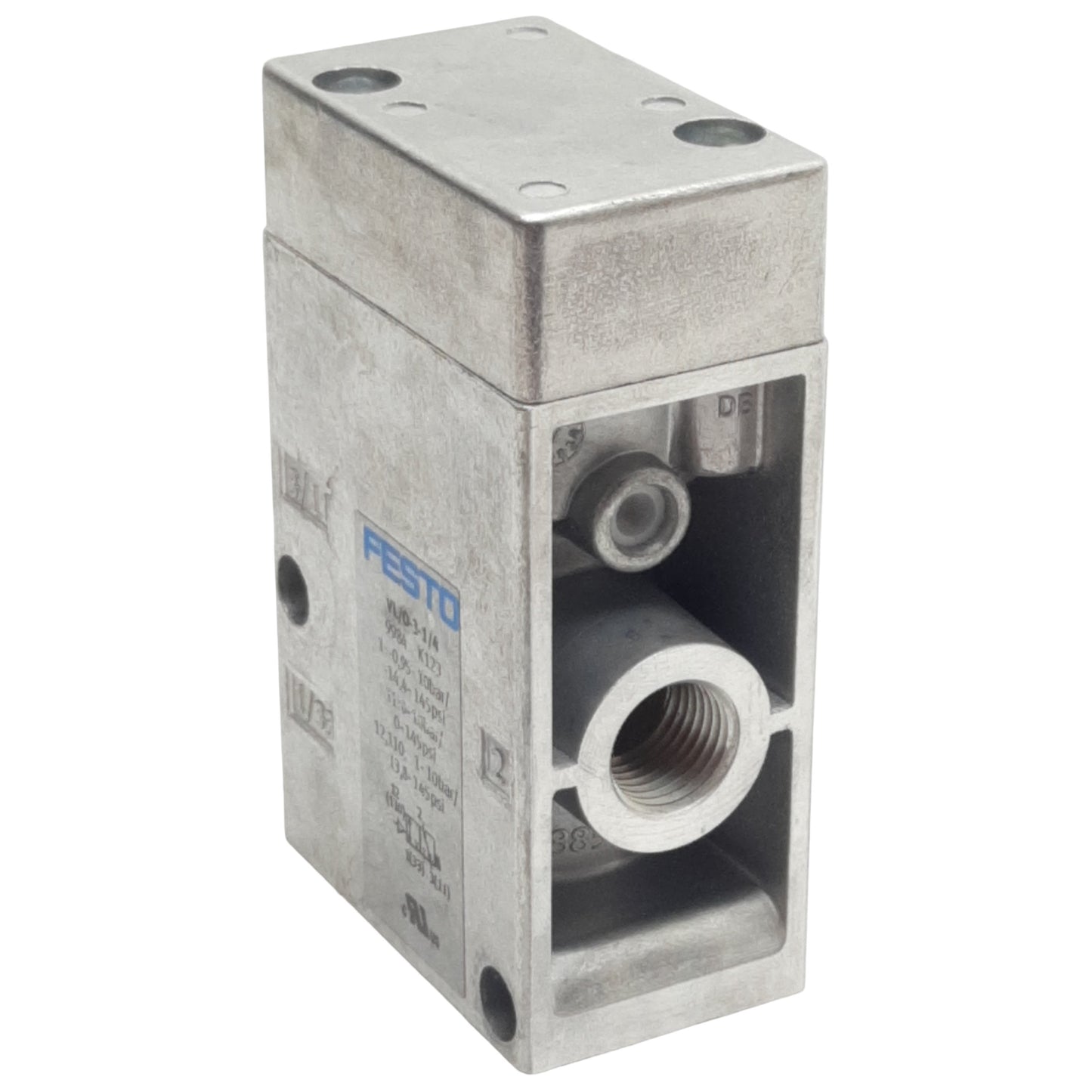 Used Festo VL/0-3-1/4 Pneumatic Valve, 3/2-Way, -0.095~1MPa, 800l/min, G1/4in