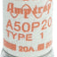 Used Lot of 6 Shawmut A50P20 Fast Acting Fuse, 20A, 500VAC, 450VDC, 0.56"x2.00"