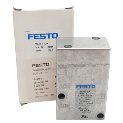 New Festo VL/0-3-1/4 Pneumatic Valve 3/2-Way, -0.095~1MPa, 800l/min, G1/4in