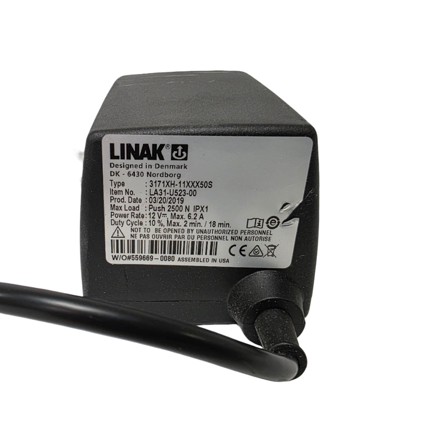 Used Linak 3171XH-1140050S LA31 Techline Linear Actuator 12VDC, 2500N, 400mm Stroke
