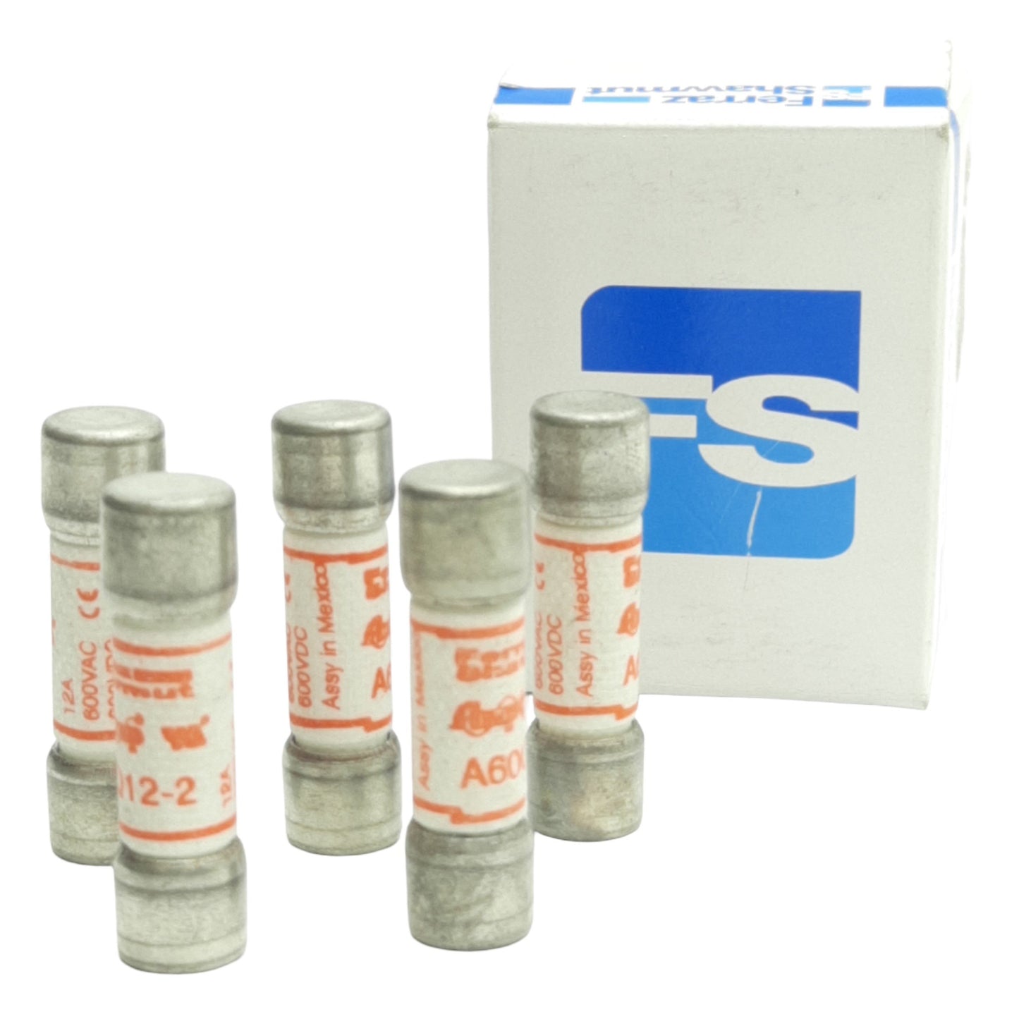 New Lot of 5 Ferraz Shawmut A60Q12-2 High Speed Fuse Amp-Trap, 12A, 600VAC/DC