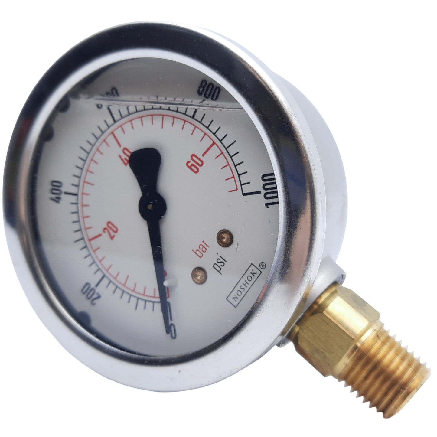 Used Noshok 25-901-1000-PSI/BAR Pressure Gauge w/ Bottom Connection, ø1/4" NPT