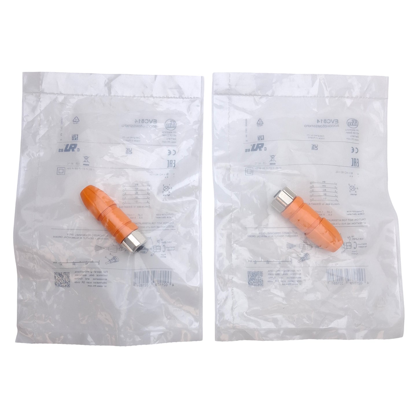 New Lot of 2 IFM EVC814 Field Wireable Connector, Screw Terminals, M12 5-Pin Female