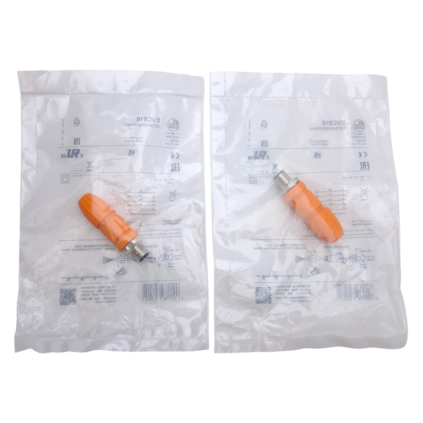 New Lot of 2 IFM EVC816 Field Wireable Connector, Screw Terminals, M12 5-Pin Male