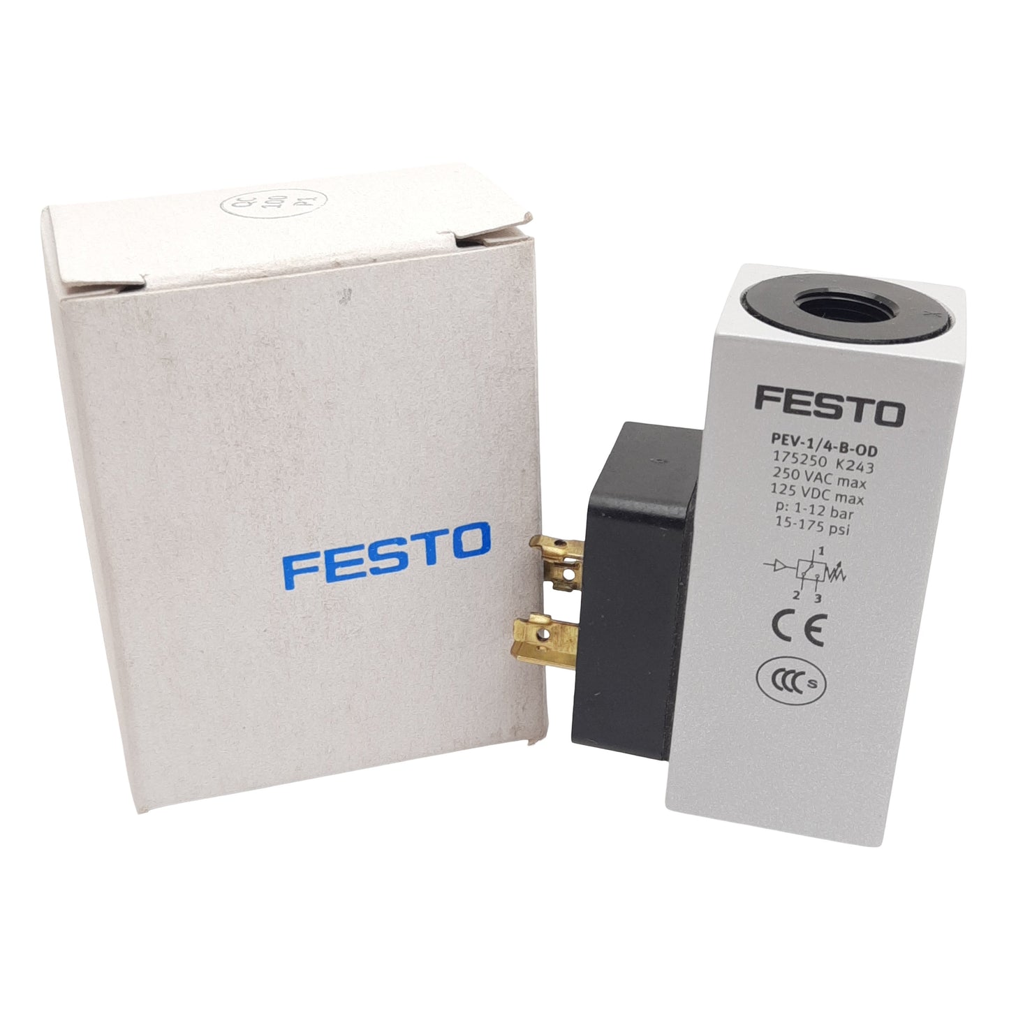 New Festo PEV-1/4-B-0D Pressure Switch, 1-12bar, 5000mA 125VDC/250VAC, G1/4, Type A