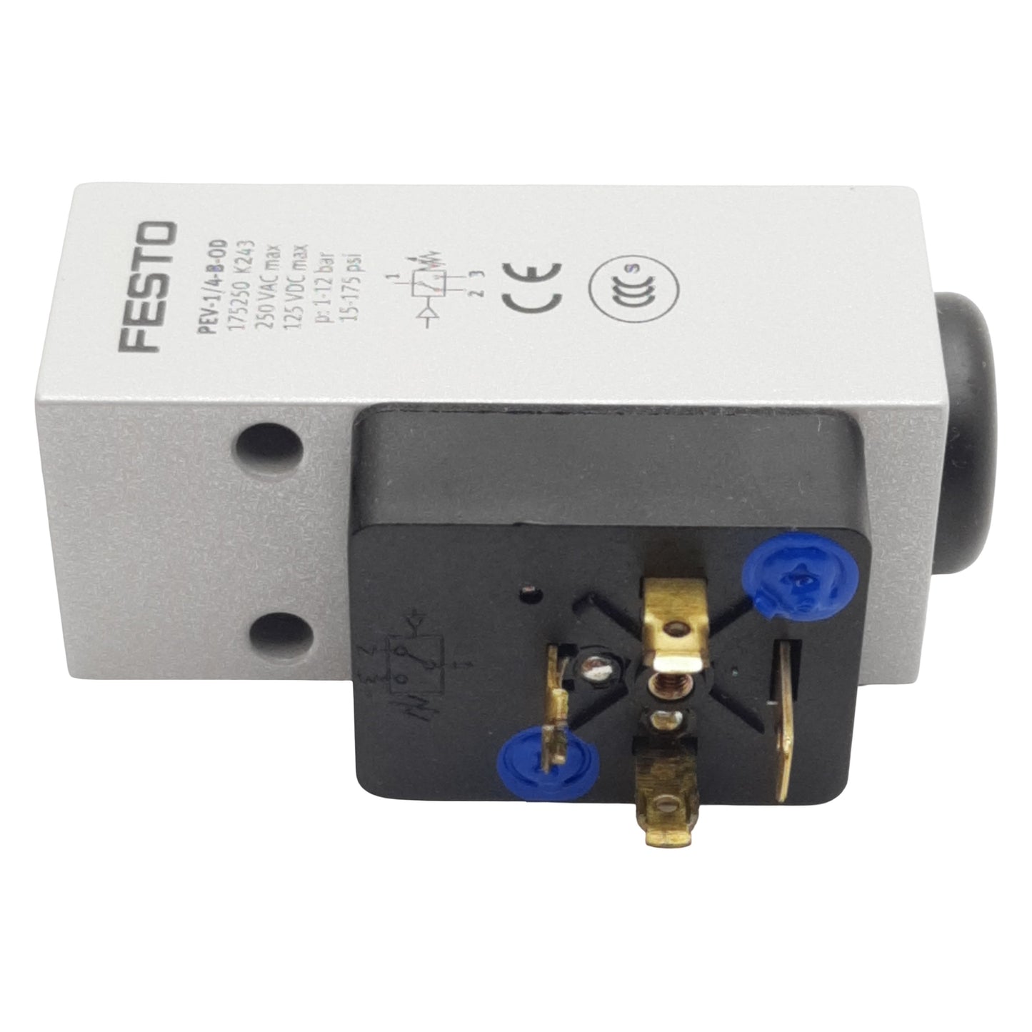 New Festo PEV-1/4-B-0D Pressure Switch, 1-12bar, 5000mA 125VDC/250VAC, G1/4, Type A