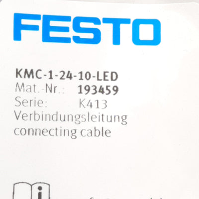 New Festo KMC-1-24-10-LED Connecting Cable, Socket-Type A to Leads, M3, 24VDC, 10m