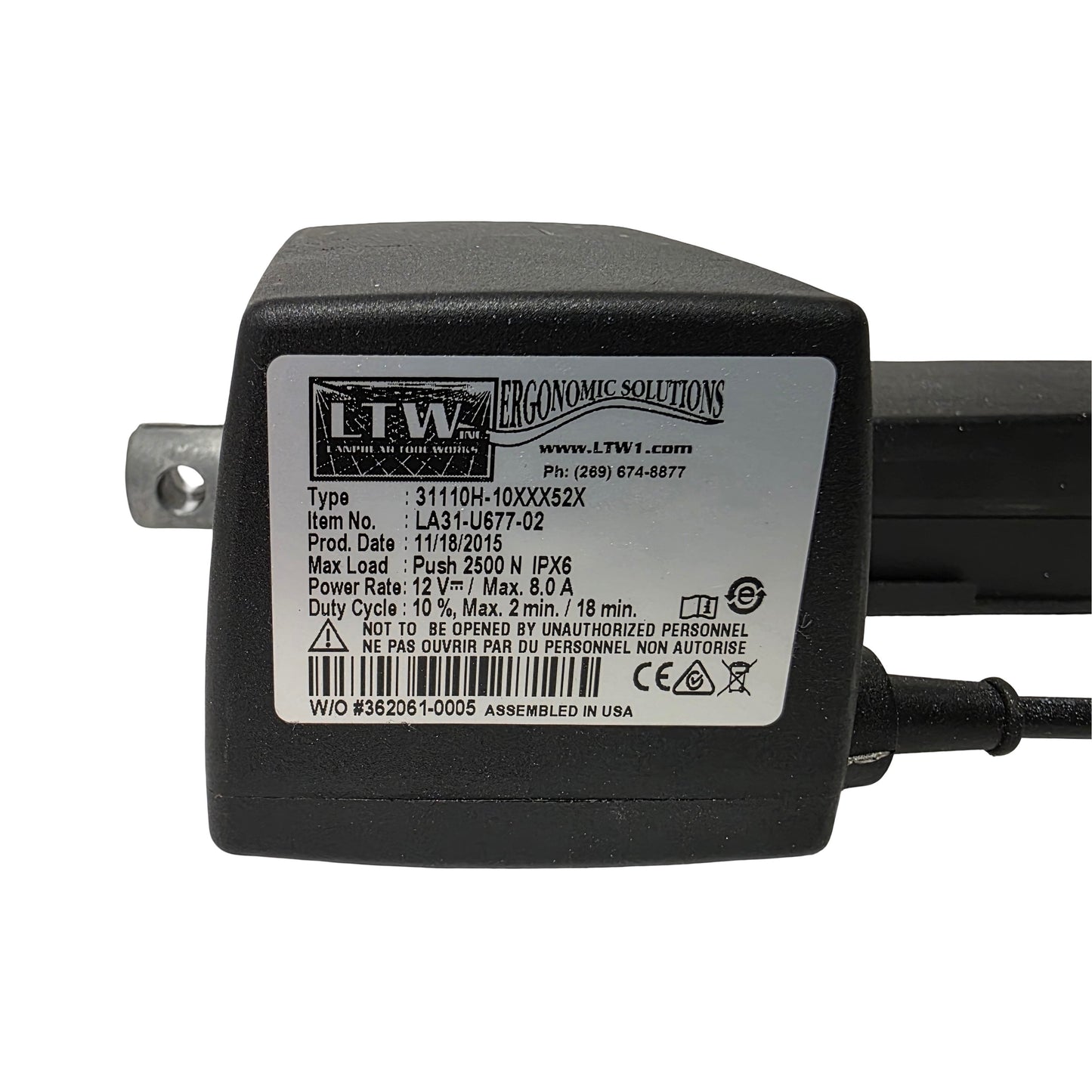 Used LTW Linak 31110H-0110052X LA31-U677-02 Careline Linear Actuator 12VDC, 2500N