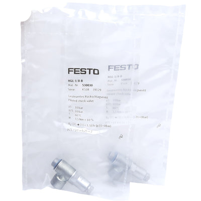 New Lot of 2 Festo HGL-M5-B Piloted Check Valve 530029 HGL-B Series, Threaded 5mm