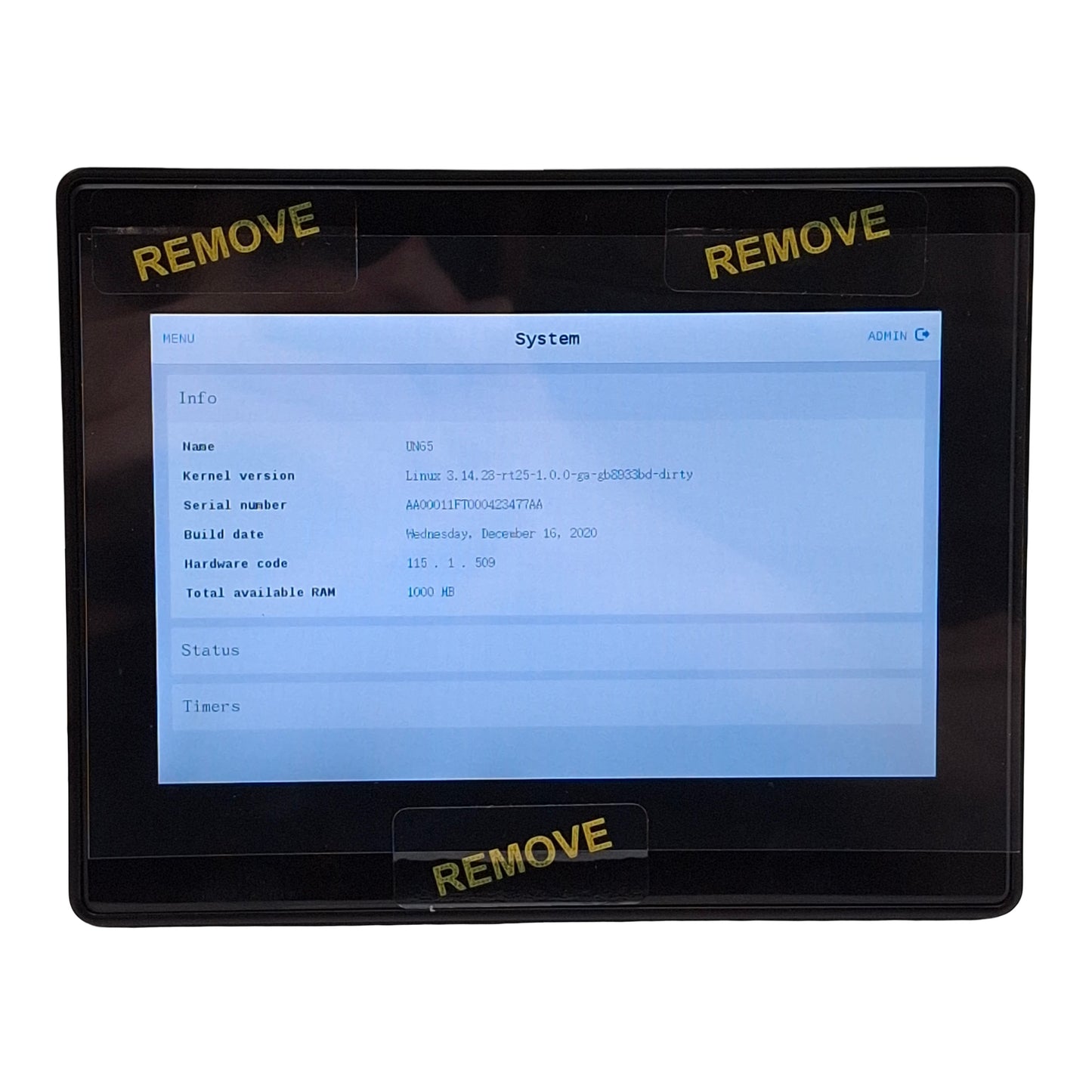 Used EXOR EX707U5P1 Touchscreen HMI, 7in 800x480 Color TFT, RS-232/485/422, 24VDC