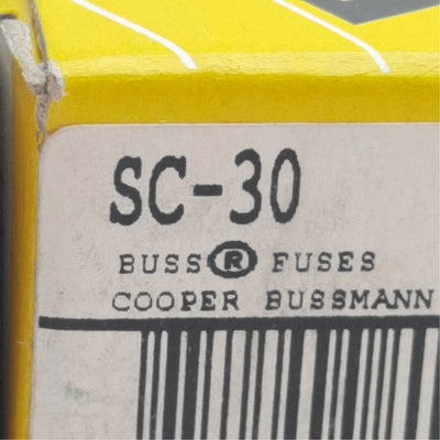 New Lot of 8 Bussmann SC-30 Time Delay Fuse, 30A, 480VAC, 300VDC, 0.41in x 1.62in