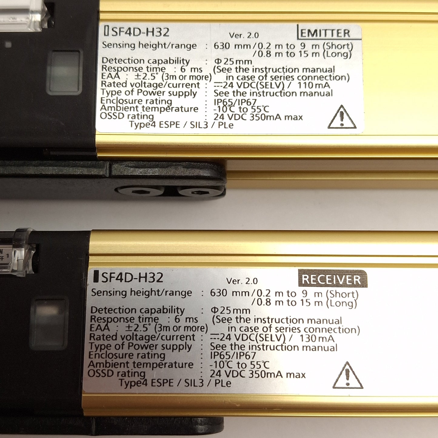 Used Panasonic SF4D-H32 Safety Light Curtain Emitter & Receiver, 630mm Height, 24VDC