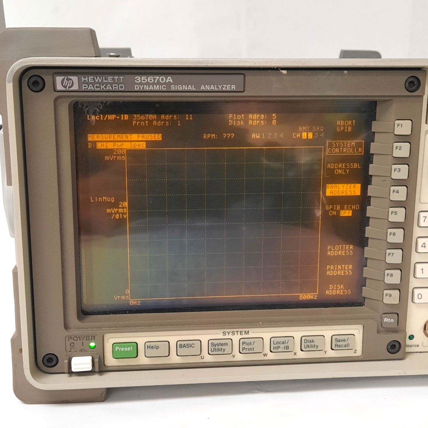 Used HP 35670A Dynamic Signal Analyzer, 1/2/4-Channel, 122μHz-102.4 kHz, 100-240VAC
