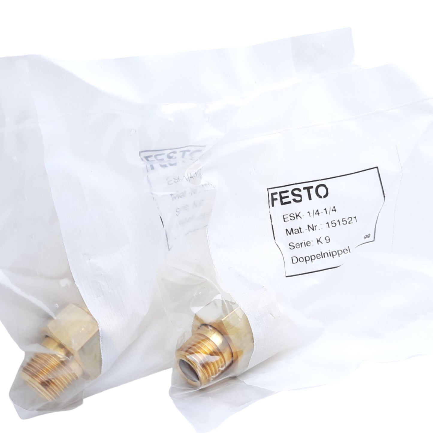 New Lot of 2 Festo ESK-1/4-1/4 Adjustable Straight Double Nipple 151521, R1/4"