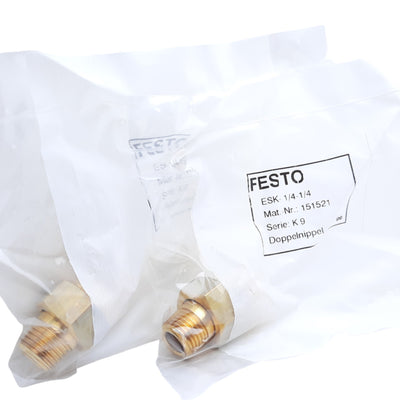 New Lot of 2 Festo ESK-1/4-1/4 Adjustable Straight Double Nipple 151521, R1/4"