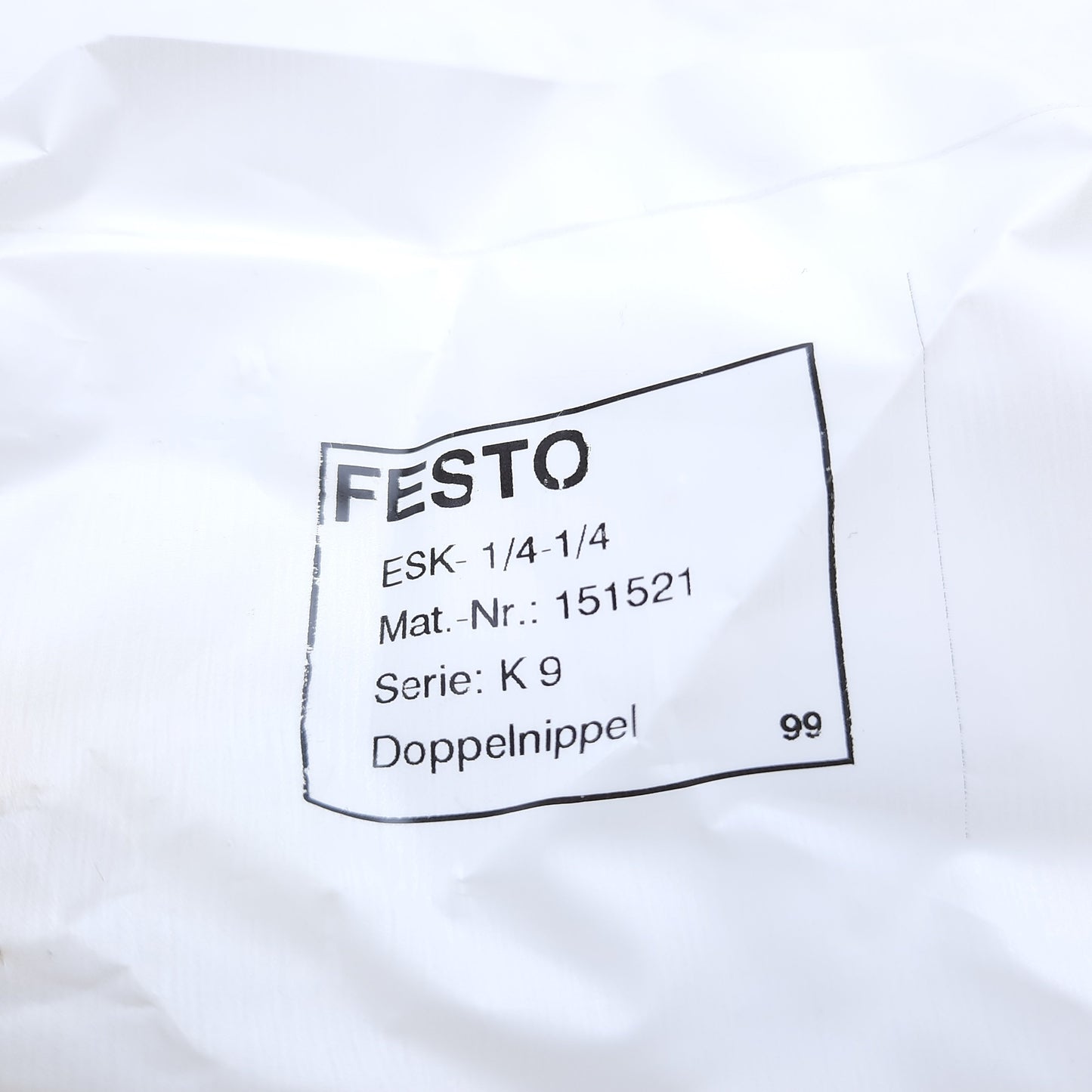 New Lot of 2 Festo ESK-1/4-1/4 Adjustable Straight Double Nipple 151521, R1/4"