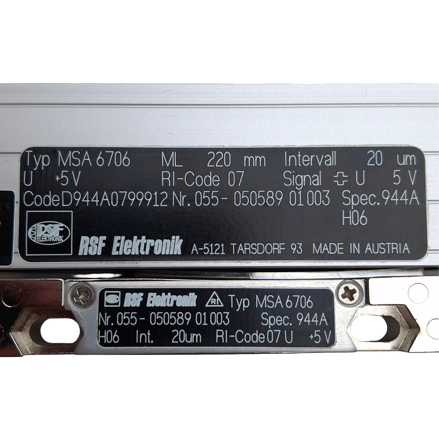 Used RSF Elektronik MSA 6706 Linear Encoder, 220mm, ±5µm Accuracy, Square Wave, 5VDC