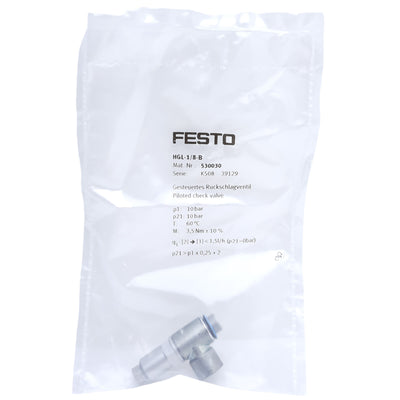 New Festo HGL-1/8-B Pneumatic Pilot Check Valve 530030, 300 l/min
