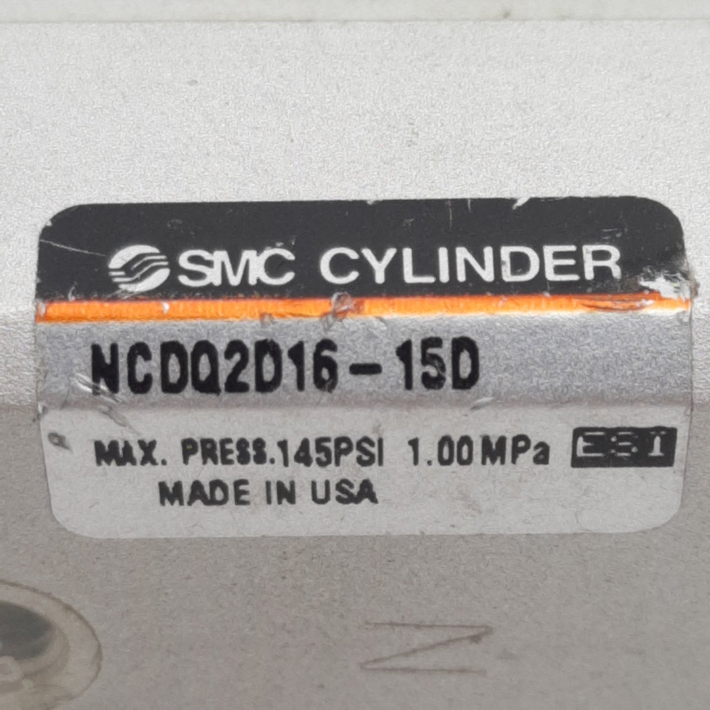 Used SMC NCDQ2D16-15D Compact Cylinder, ø16mm Bore, 15mm Stroke, M5 Ports, 145psi