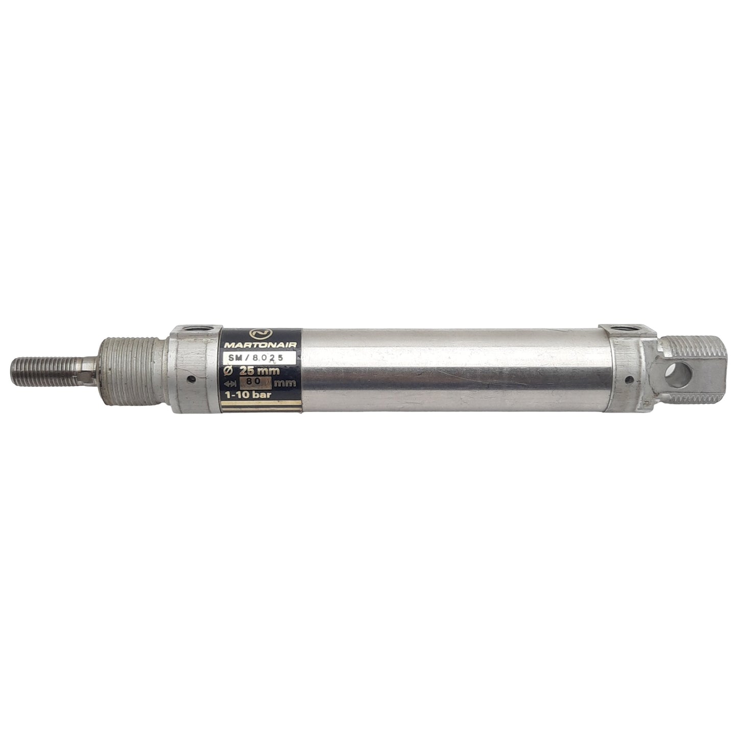 Used Martonair SM/8025 Pneumatic Cylinder, ø25mm Bore, 80mm Stroke, 1/8in NPT, 10bar