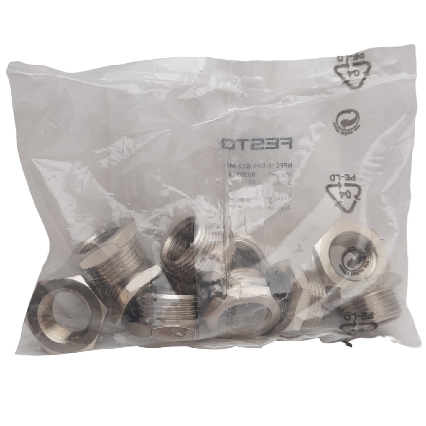 New Festo NPFC-R-G34-G12 8030313 Reducing Nipple. -0.95 to 50 bar, G3/4, G1/2, 10 Pk