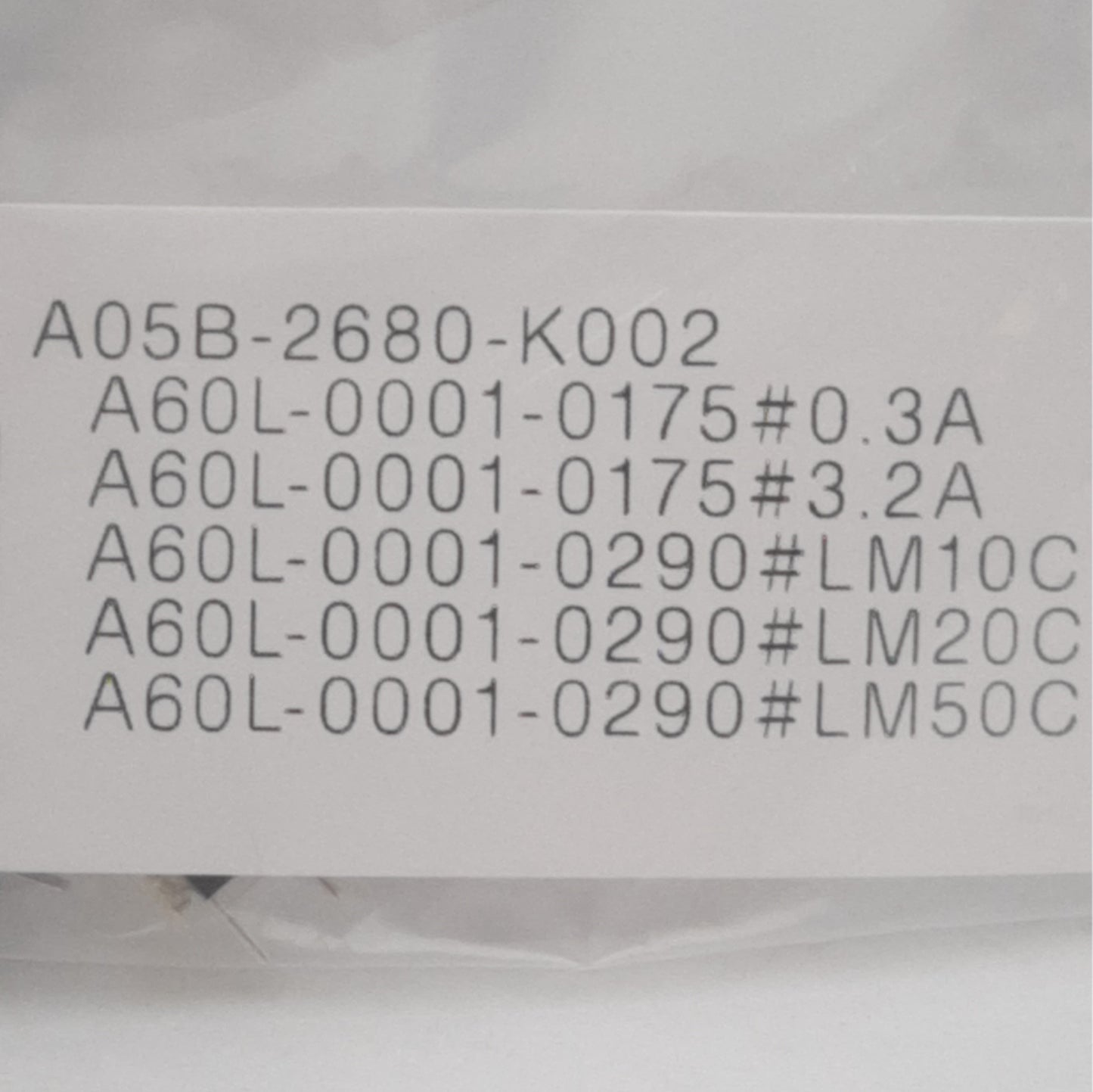 New Fanuc A05B-2680-K002 Spare Fuse Kit, for E-Stop Unit R30BM+, Includes 5 Fuses