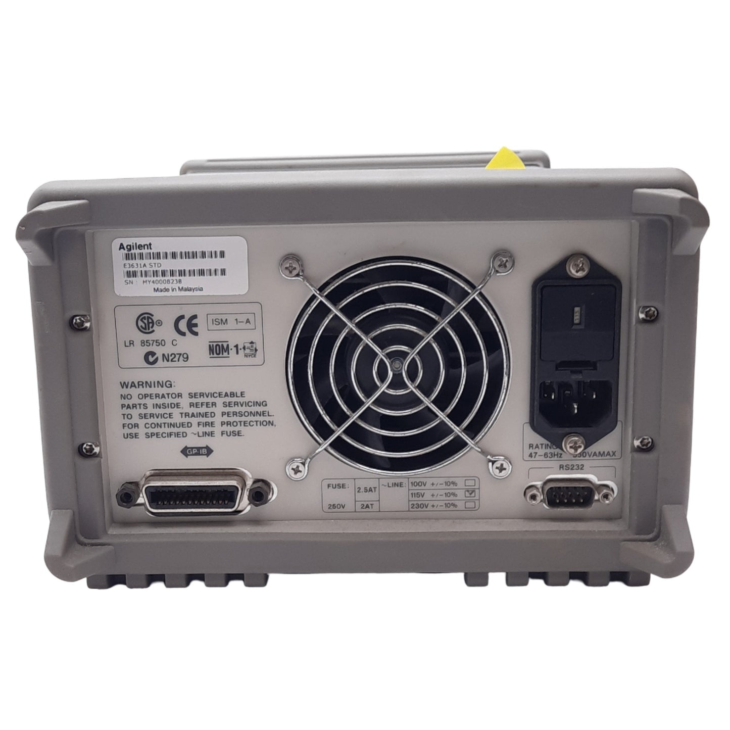 Used Agilent E3631A Triple Output Power Supply, 115VAC, 0-25VDC 5-1A Out, 350VA Max