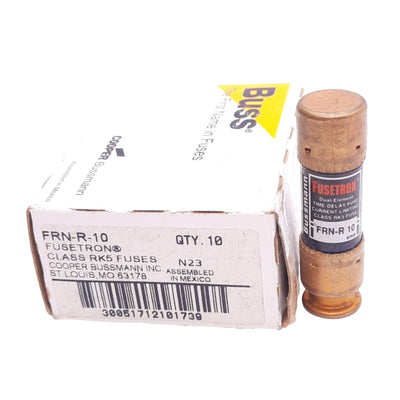 New Lot of 10 Eaton Bussmann FRN-R 10 Fusetron Time Delay Fuses, 10A, 250VAC, RK5