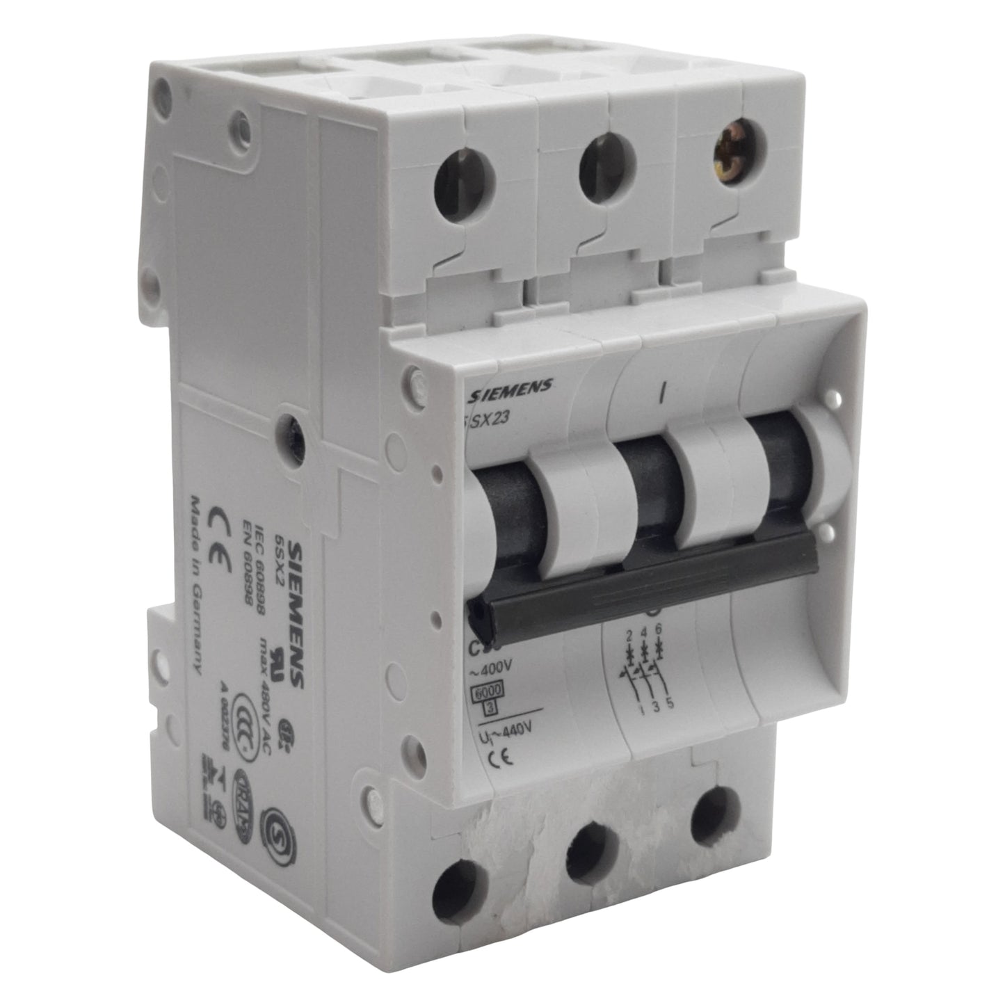 Used Siemens 5SX2330-7 Circuit Breaker, 3-Pole, 30A 480VAC, DIN Rail Mount