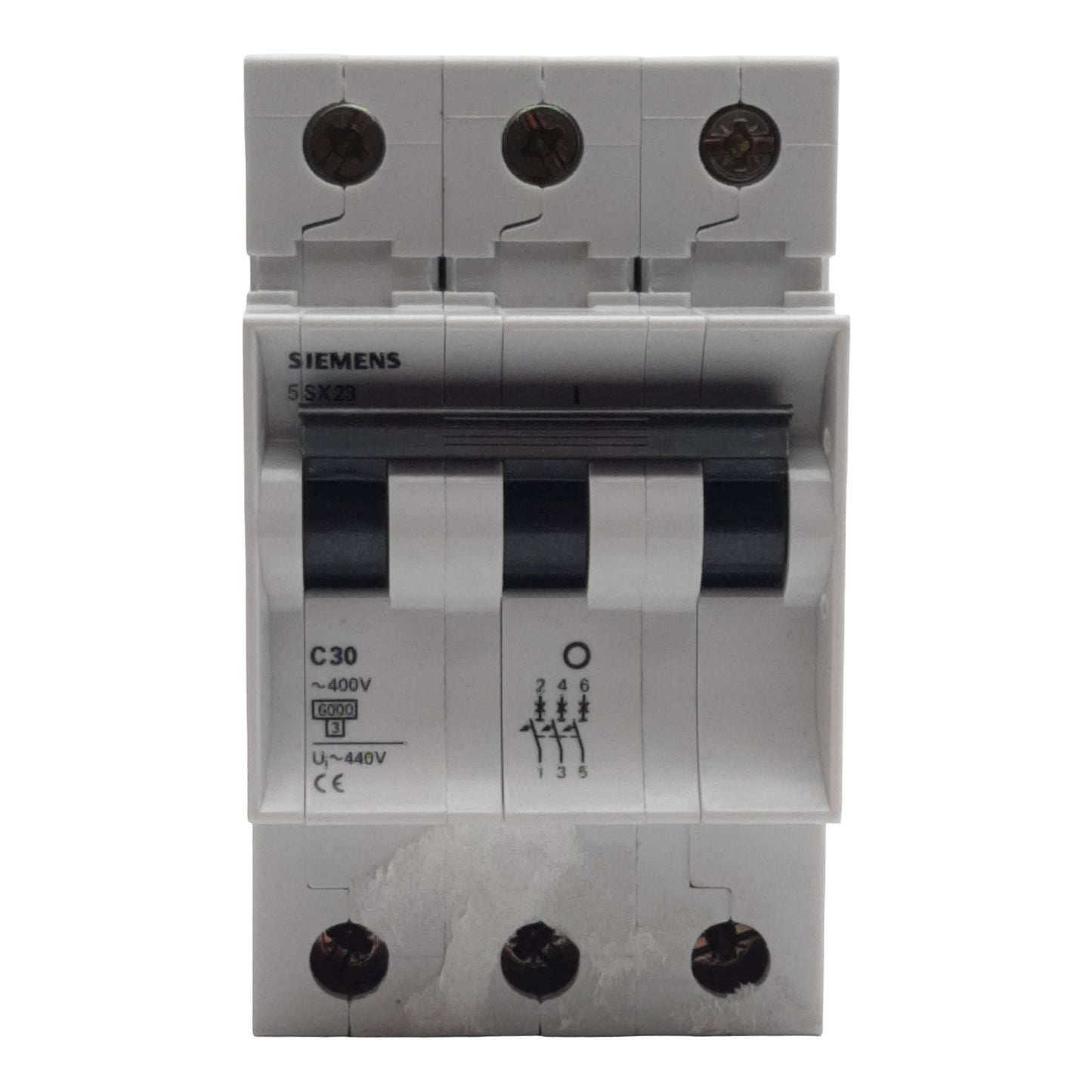 Used Siemens 5SX2330-7 Circuit Breaker, 3-Pole, 30A 480VAC, DIN Rail Mount