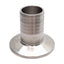 Used Stainless Steel Sanitary Fitting, 1in Barb to 1in Tri-Clamp, ø0.870in ID